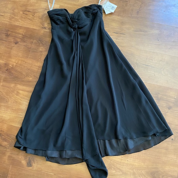 NWT BLK David’s bridal chiffon strapless dress - Picture 2 of 5